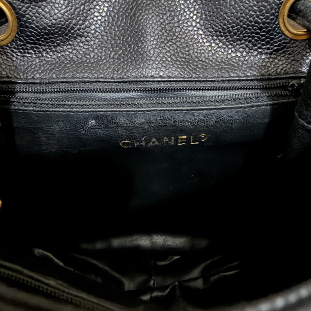 CHANEL Black Caviar Leather Drawstring Backpack with Gold CC - Picture 8 of 10
